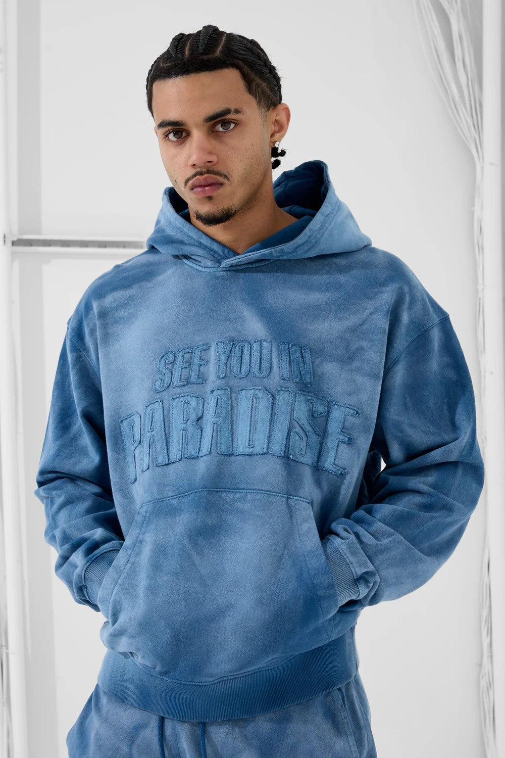 MENS JORDAN CRAIG OASIS WASHED PULLOVER HOODIE (BLUE)