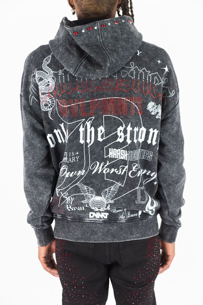 MENS R3BEL DENIM FEARLESSNESS HOODIE (BLACK)