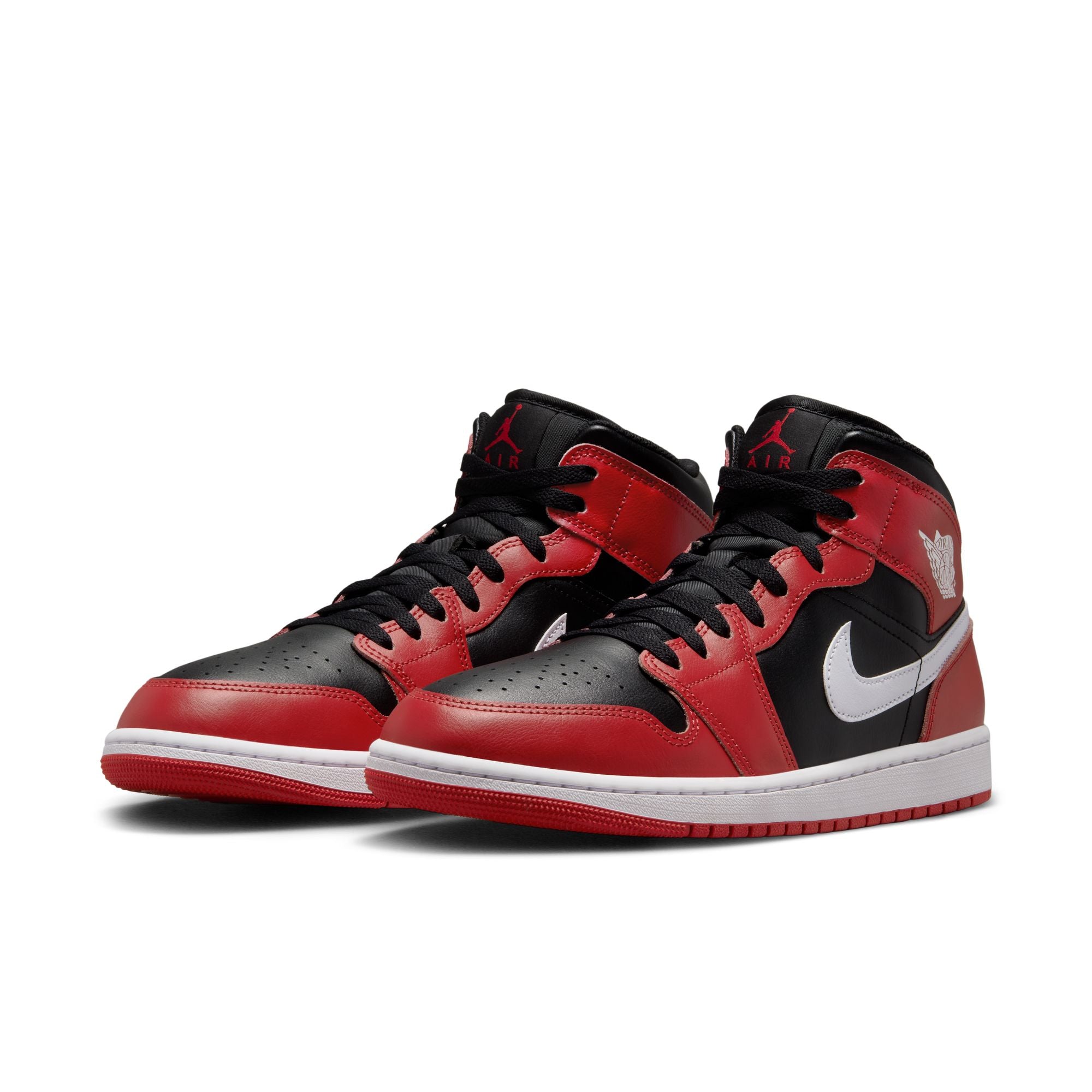 MENS AIR JORDAN 1 MID (BLACK/WHITE/GYM RED)