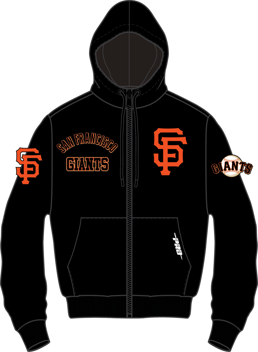 MENS PRO STANDARD SAN FRANCISCO GIANTS CLASSIC WIND SUIT M WOVEN FZ PO HOODIE (BLACK)