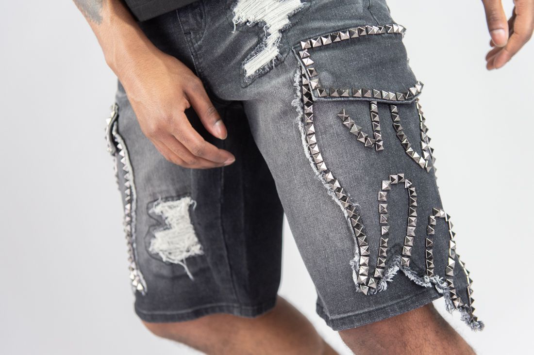 MENS R3BEL DENIM IGNITION CARGO JORT (BLACK)
