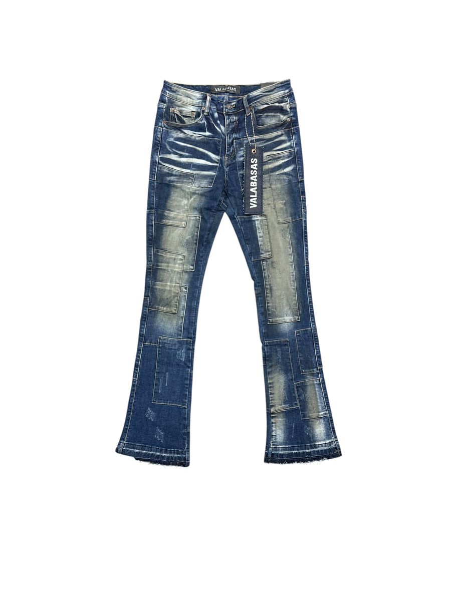 MENS VALABASAS "BRICKS" STACKED DENIM (DIRTY BLUE)