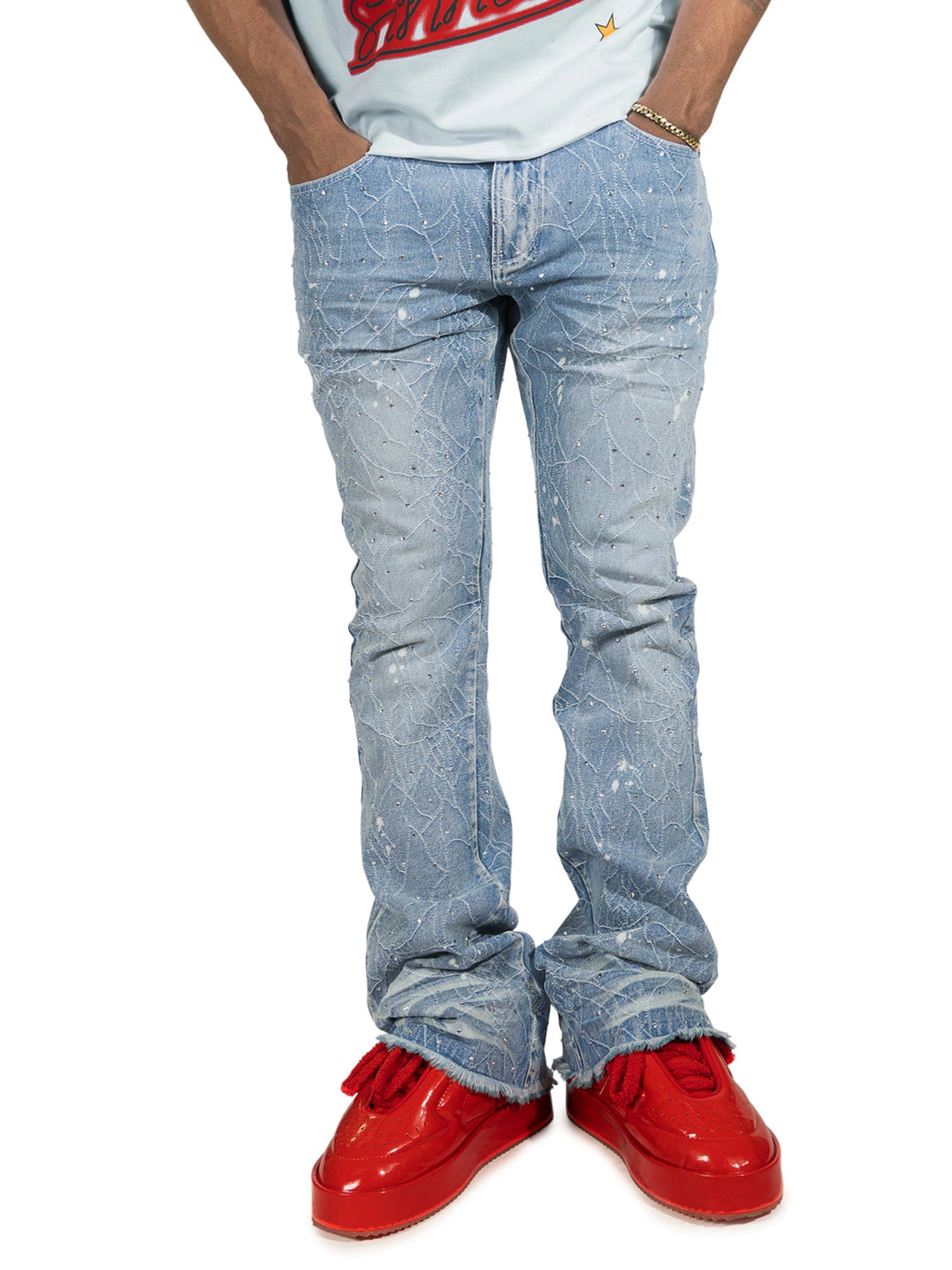 MENS FROST ORIGINALS ROMANO STACKED STONE JEAN (LIGHT WASH)