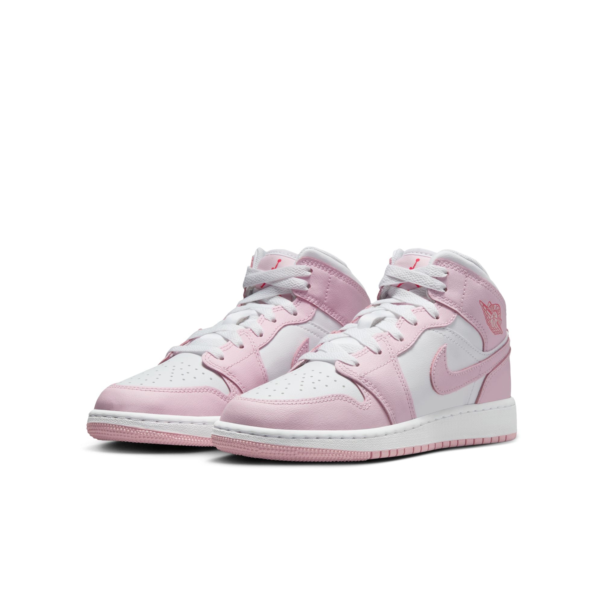 KIDS AIR JORDAN 1 MID GS (PINK FOAM/WHITE/FIRE RED)