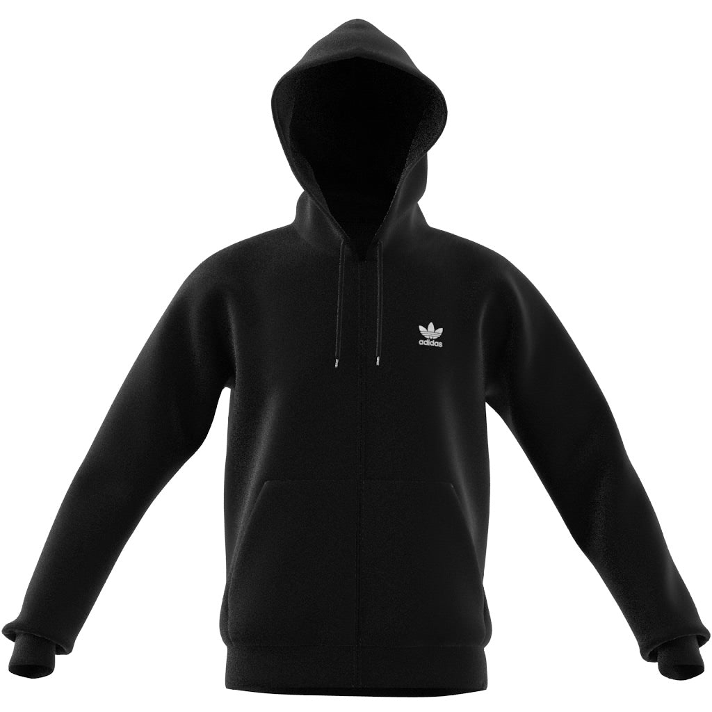 MENS ADIDAS TREFOIL ESSENTIALS FULL ZIP HOODIE BLACK WHITE