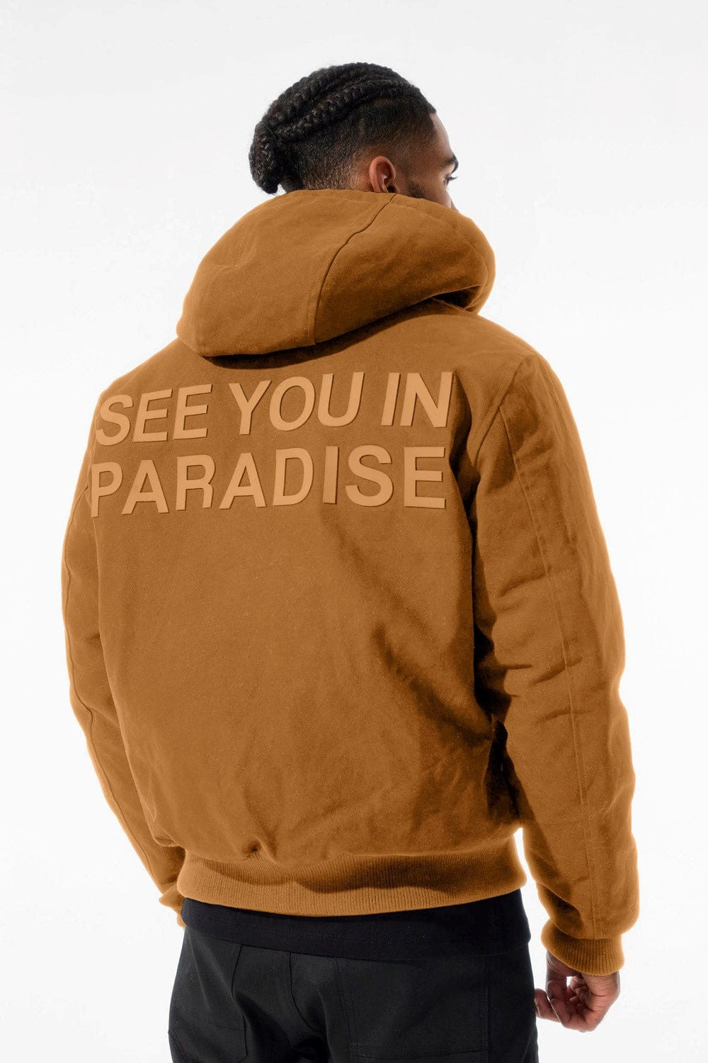 MENS JORDAN CRAIG SEE YOU IN PARADISE HOODED WORK JACKET (WHEAT)