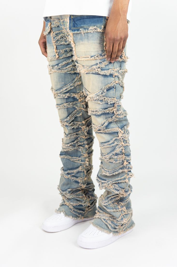 roar デニム MENS ROAR DENIM X FRAY STACKED DENIM PANT (LIGHT VINTAGE)
