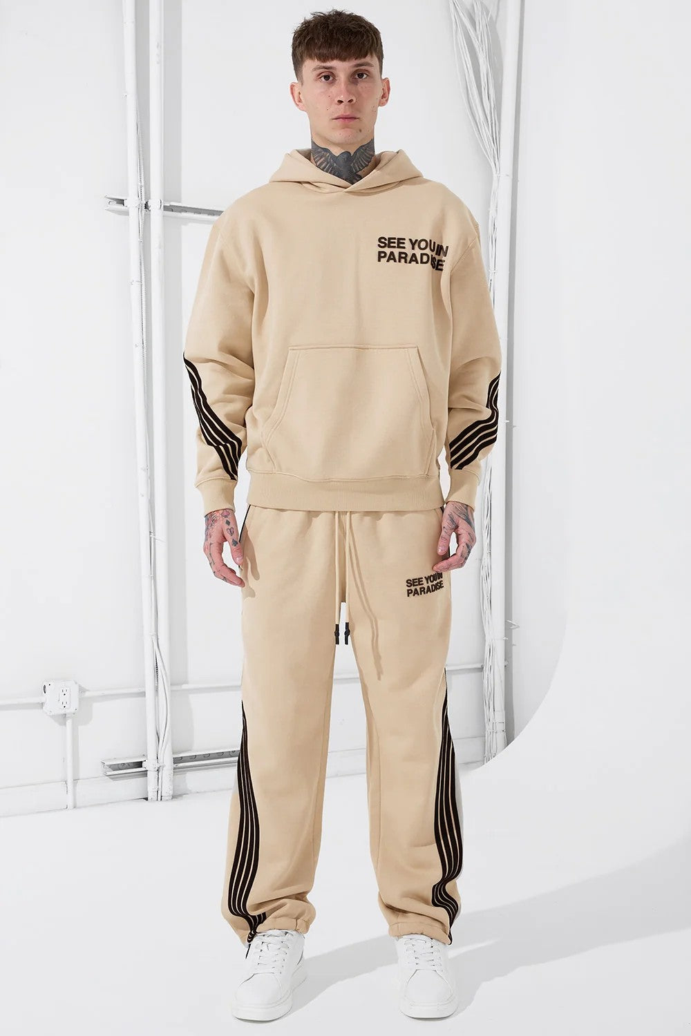 MENS JORDAN CRAIG THE BEAUTIFUL GAME PULLOVER HOODIE (BEIGE)