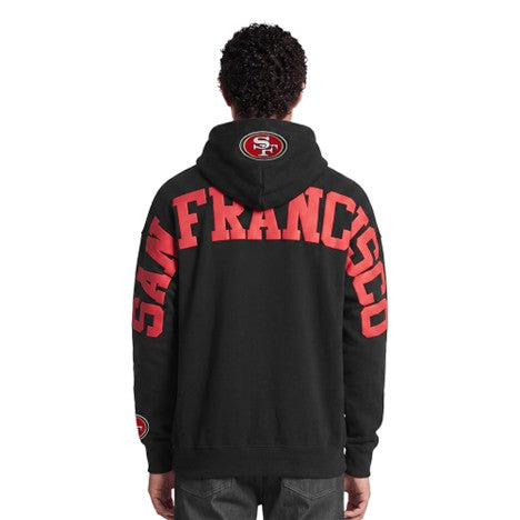 MENS PRO STANDARD SAN FRANCISCO 49ERS WINGSPAN DROP SHOULDER PULLOVER HOODIE (BLACK)