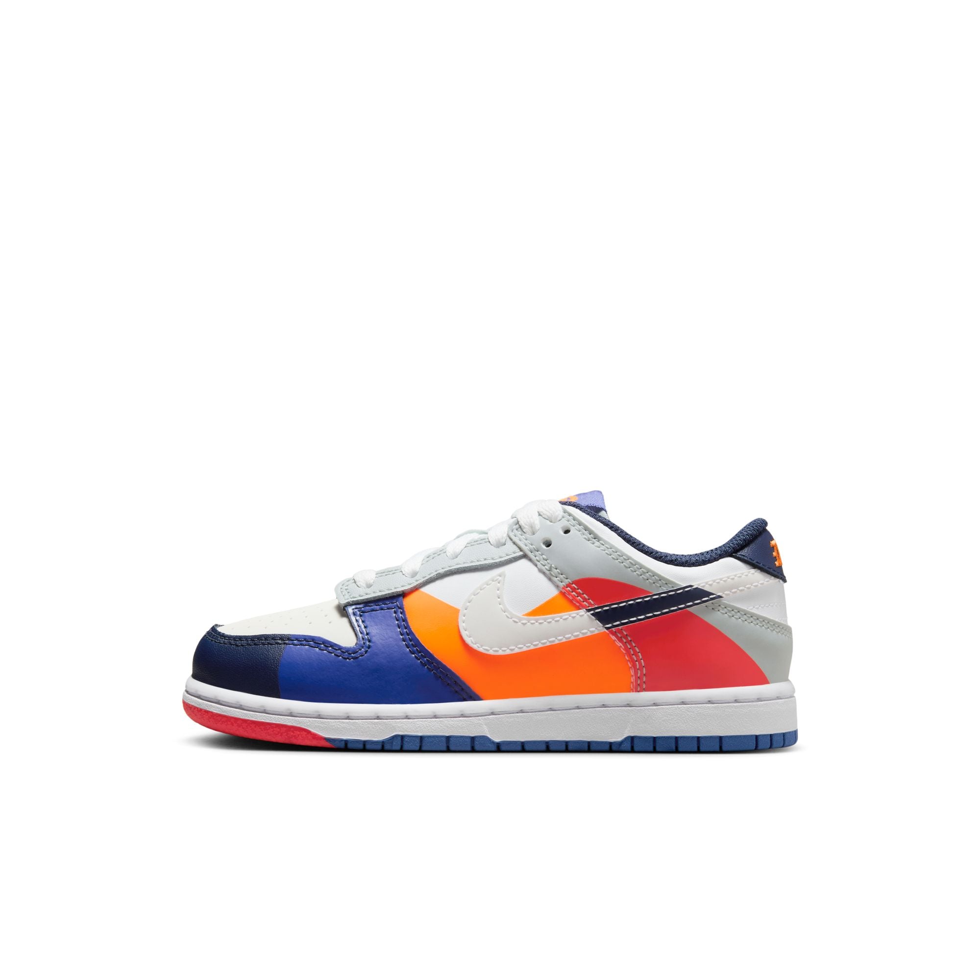 KIDS NIKE DUNK LOW SE PS (WHITE/LIGHT SILVER/MIDNIGHT NAVY)