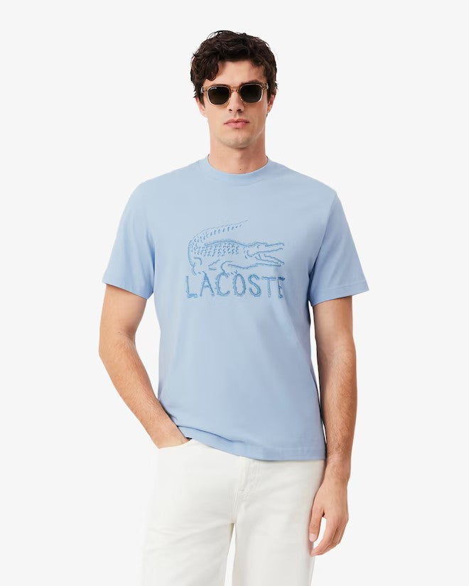 MENS LACOSTE PRINTED COTTON T-SHIRT (CHAMBRAY)