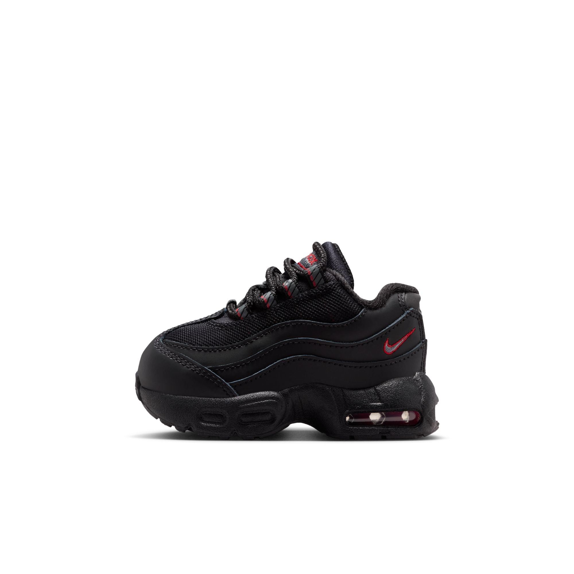 KIDS NIKE AIR MAX 95 RECRAFT LTR TD (BLACK/SMOKE GREY/UNIVERSITY RED/WHITE)