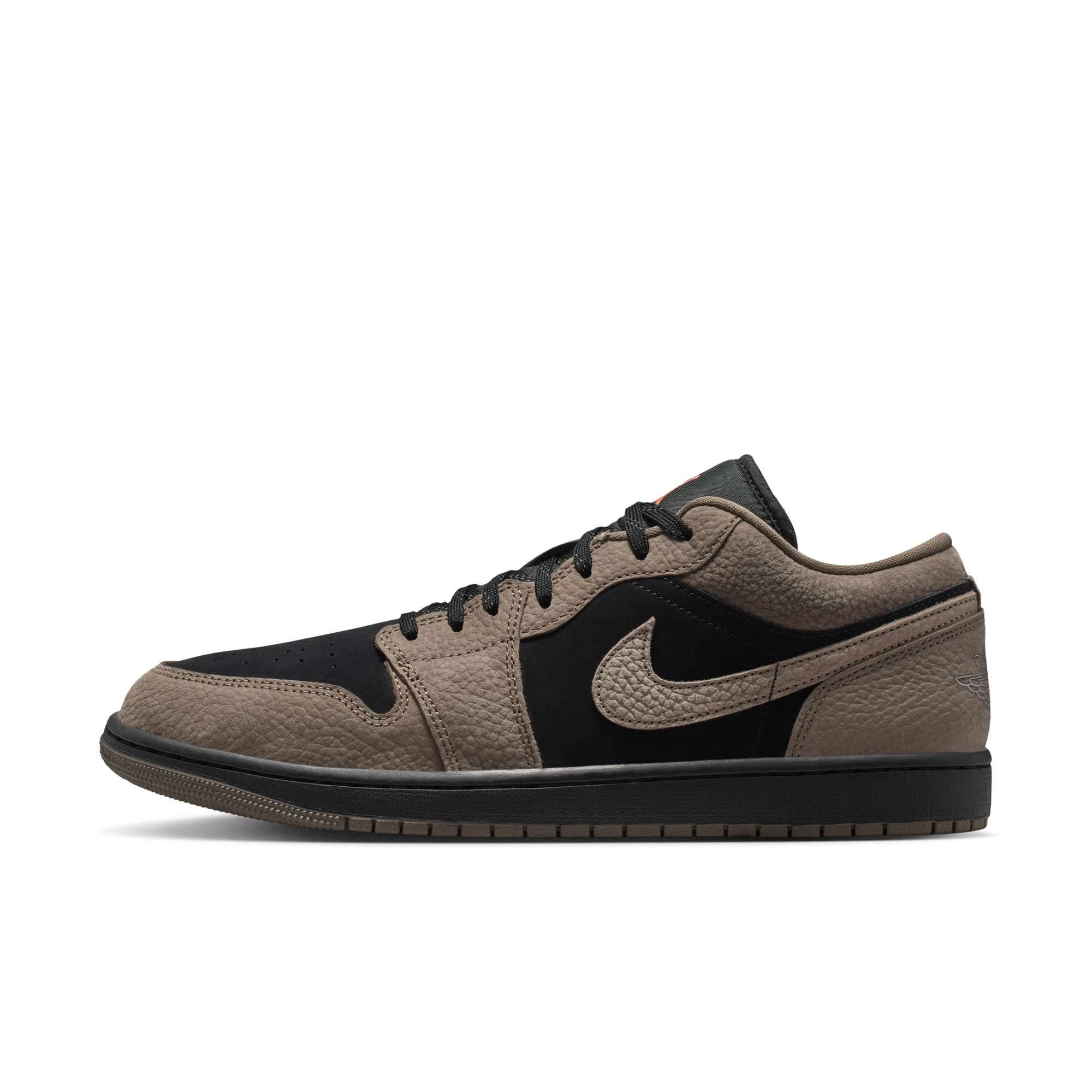 MENS AIR JORDAN 1 LOW SE (BLACK/OLIVE GREY/LT WILD MANGO)