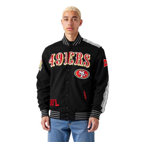 MENS PRO STANDARD SAN FRANCISCO 49ERS PRO GAME DAY M DBL KNIT JACKET (BLACK/SILVER/WHITE)