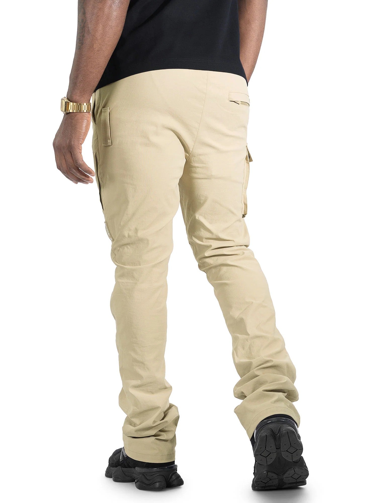 MENS MAKOBI ADORNI NYLON STACKED PANT (KHAKI)
