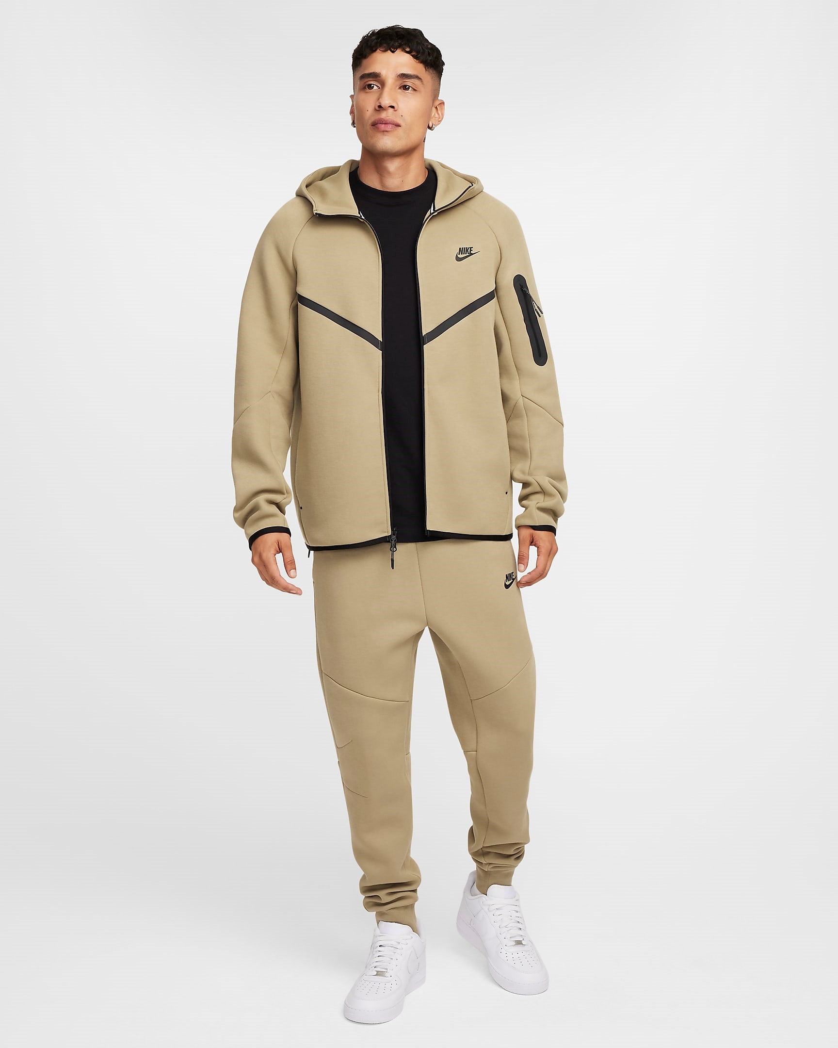 MENS NIKE TECH FLEECE FULL-ZIP WINDRUNNER WARMUP (NEUTRAL OLIVE/BLACK)