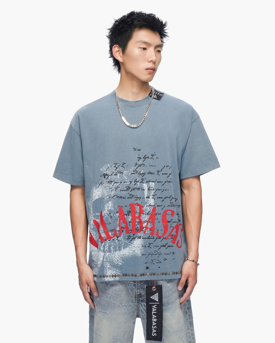 MENS VALABASAS DEVILISH LIES SHIRT (VINTAGE BLUE)