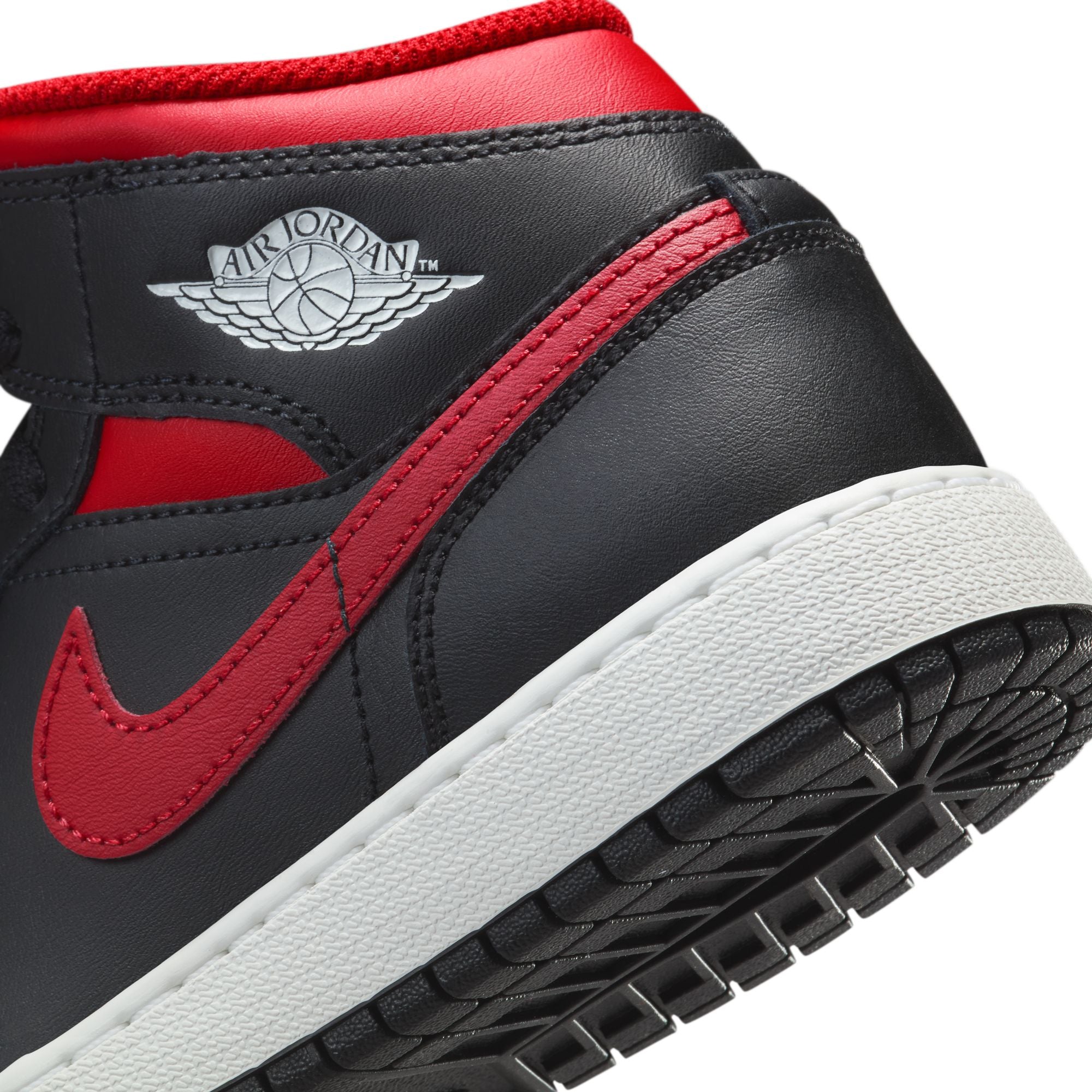 KIDS AIR JORDAN 1 MID GS (BLACK/VARSITY RED/SUMMIT WHITE)