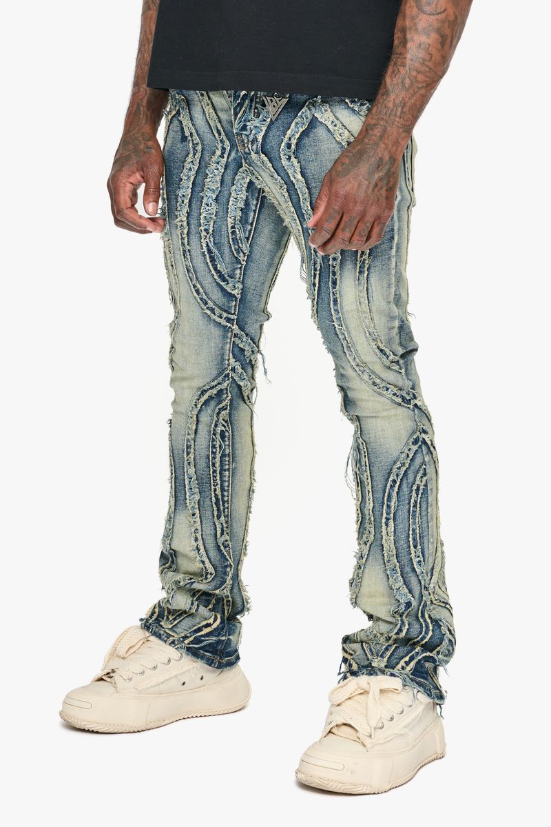 MENS VALABASAS "STRAVA" STACKED DENIM (BLUE WASHED)