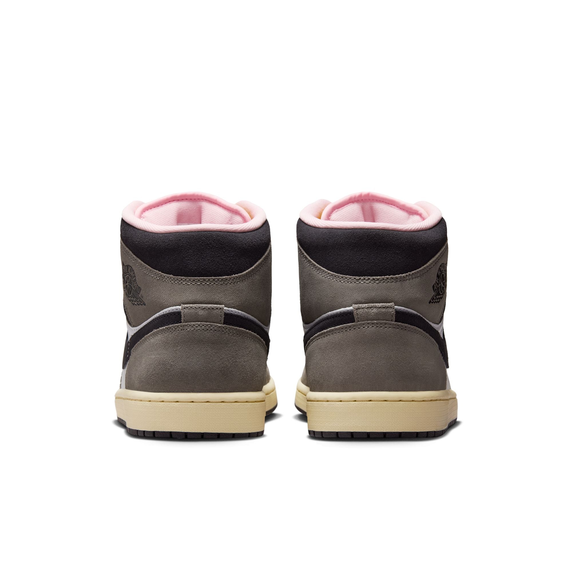 MENS AIR JORDAN 1 MID SE (WHITE/OIL GREY/CAVE STONE/DARK SULFUR)