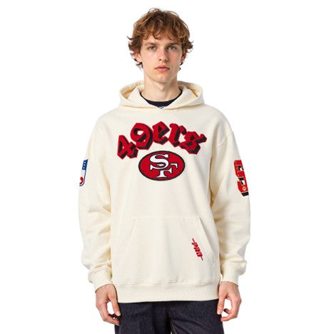 MENS PRO STANDARD SAN FRANCISCO 49ERS BEST OF M DROP SHOULDER FLC PO HOODIE (EGGSHELL)