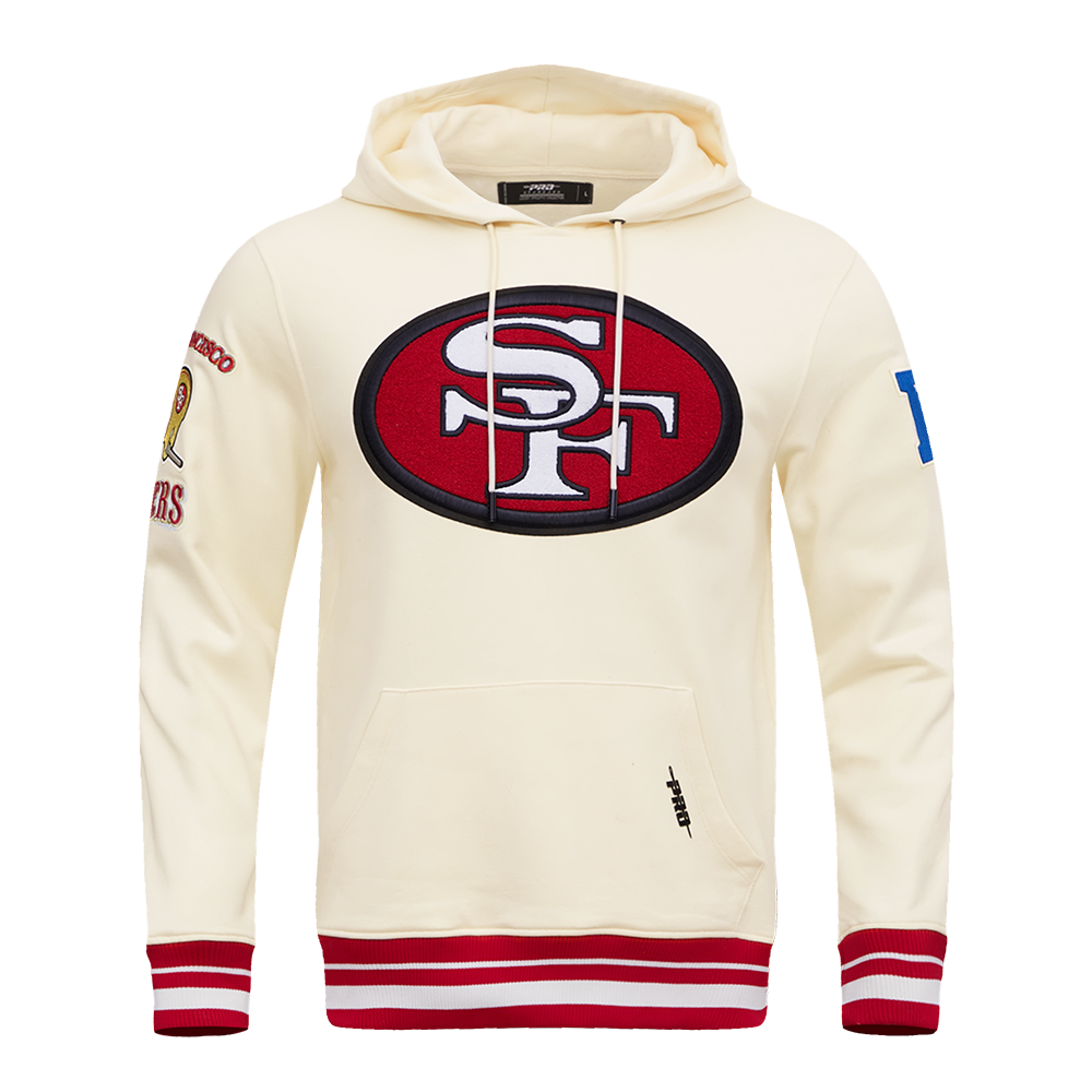 MENS SAN FRANCISCO 49ERS RETRO CLASSIC FLC PO HOODIE (EGGSHELL/RED)