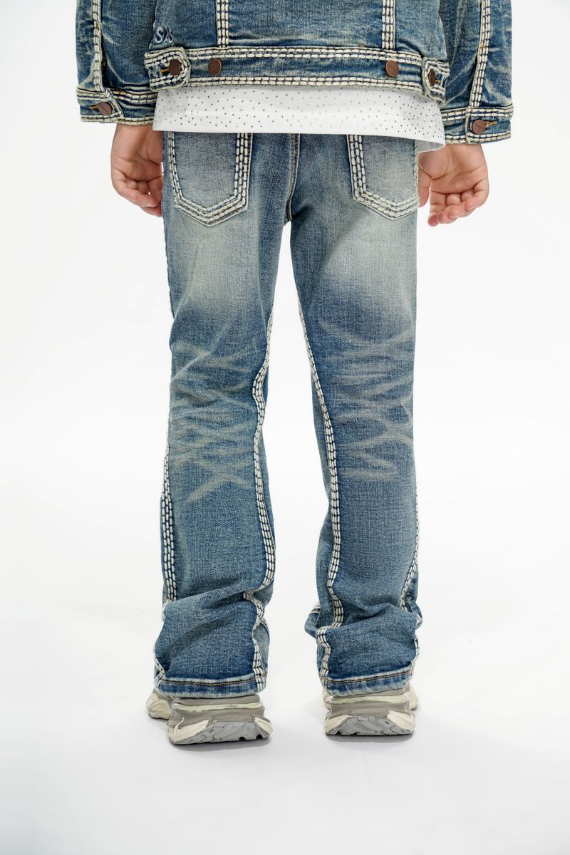 KIDS VALABASAS CODY STACKED JEAN (VINTAGE BLUE)