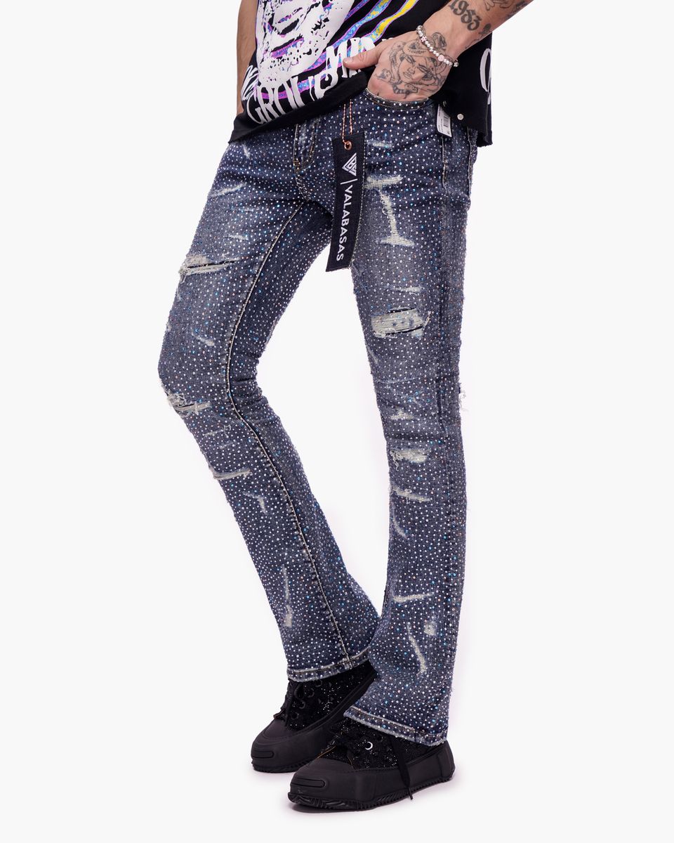MENS VALABASAS PROVIDE STACKED JEAN (DARK BLUE WASH)