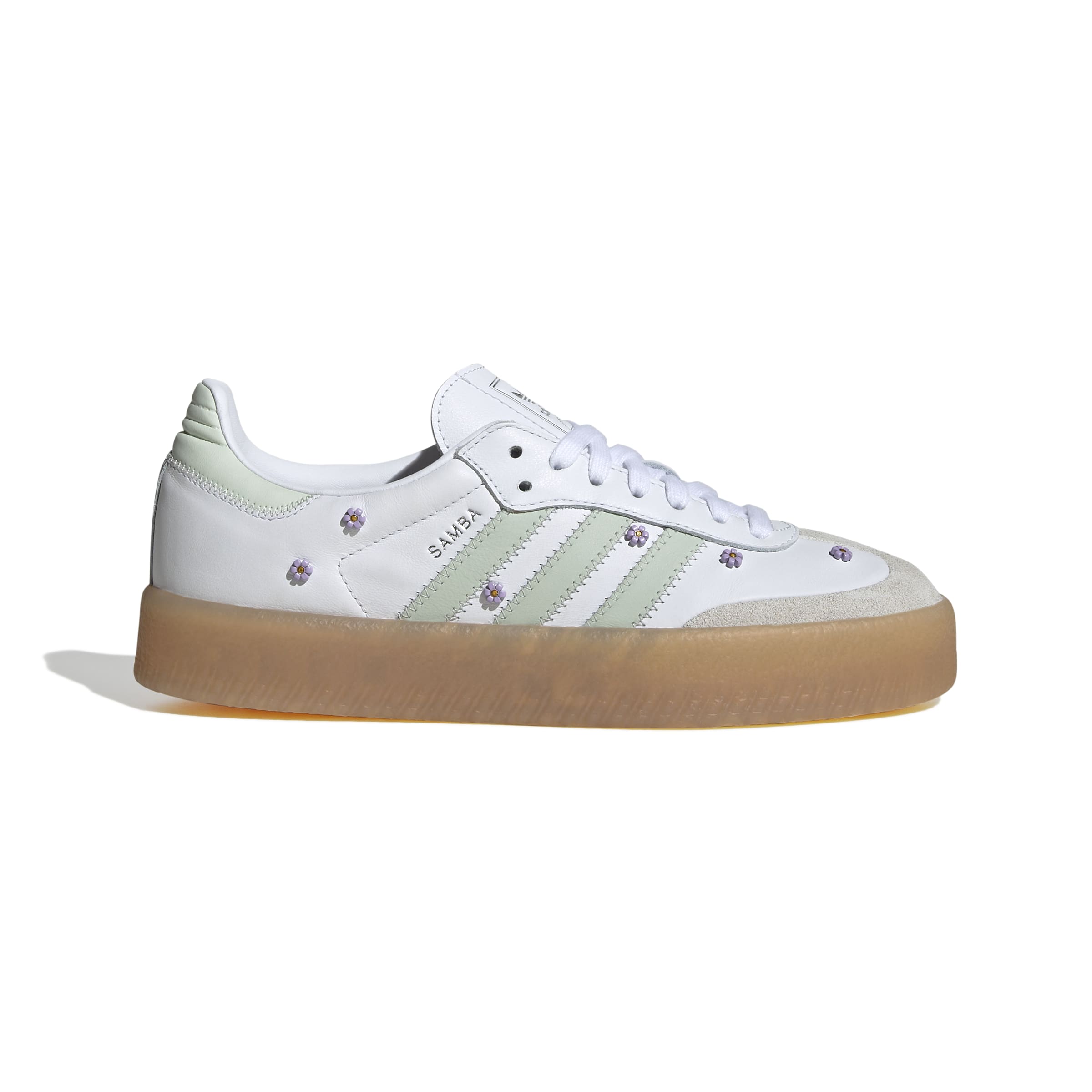 WOMENS ADIDAS SAMBAE FLORAL (WHITE/LINEN GREEN/GUM)
