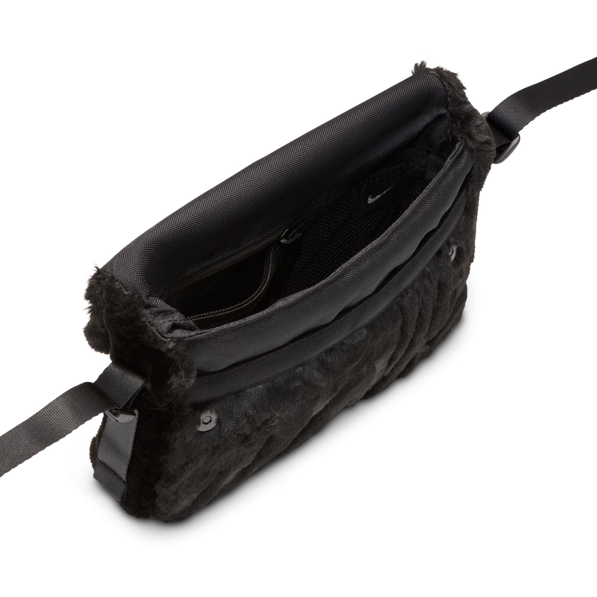 UNISEX NIKE SPORTSWEAR FUTURA 365 FAUX FUR CROSSBODY BAG (BLACK)