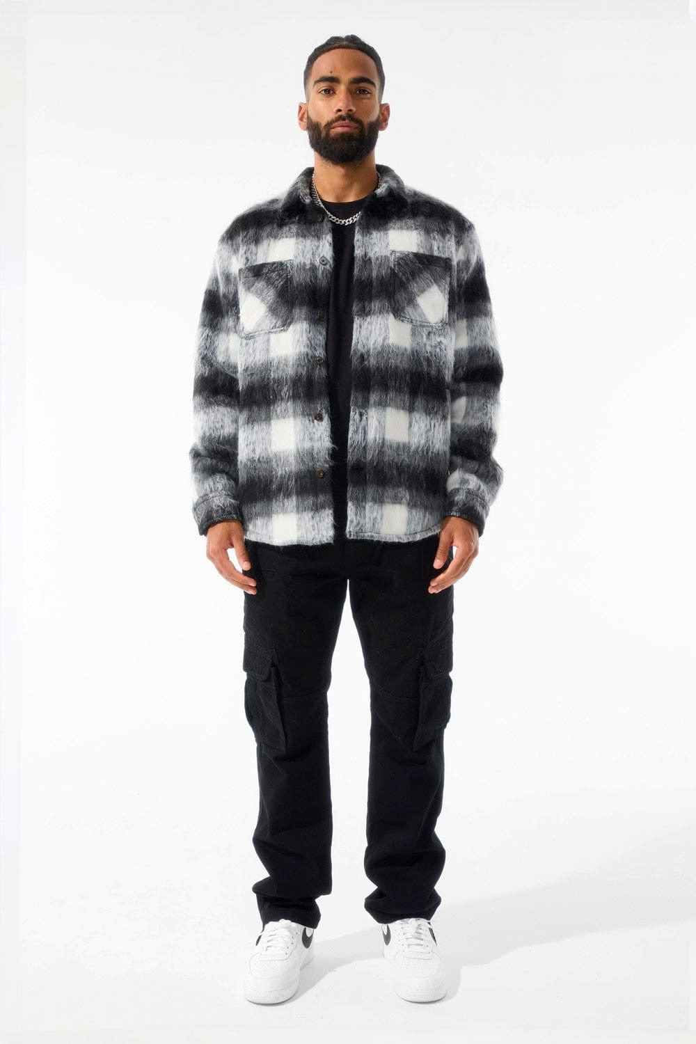 MENS JORDAN CRAIG SEE YOU IN PARADISE FLANNEL SHACKET (BLACK)