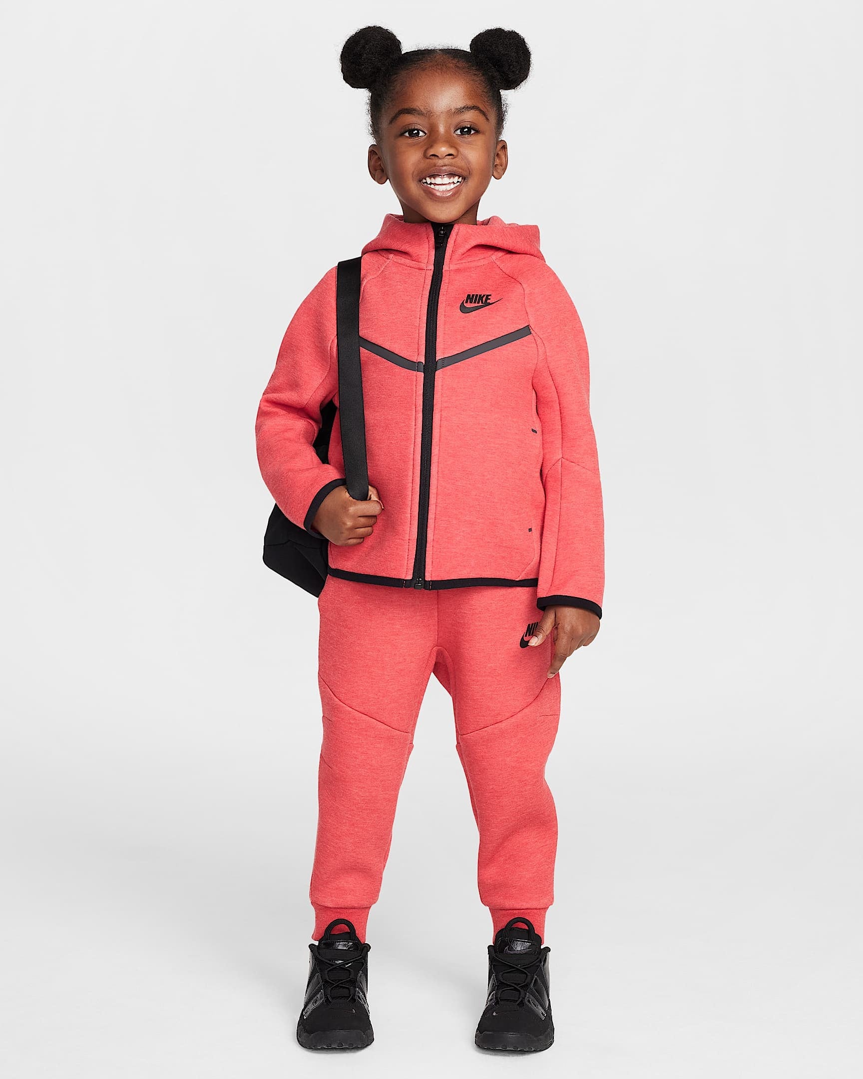 TODDLER NIKE TECH FLEECE 2-PIECE FULL-ZIP SET (LIGHT UNIVERSITY RED HEATHER)