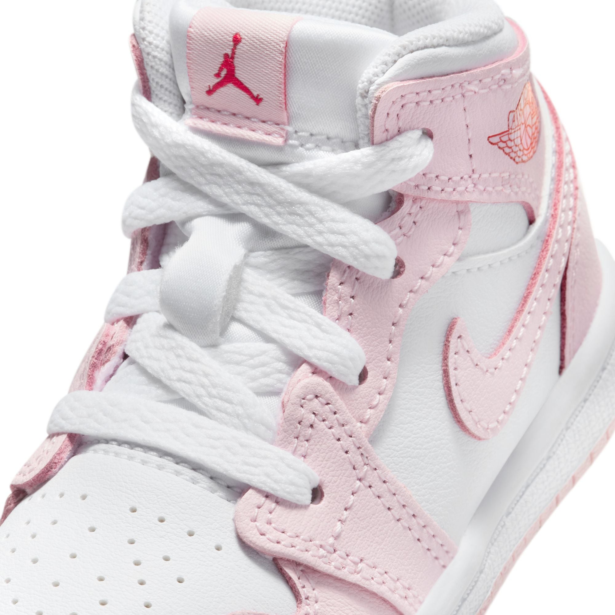 KIDS JORDAN 1 MID TD (PINK FOAM/WHITE/FIRE RED)