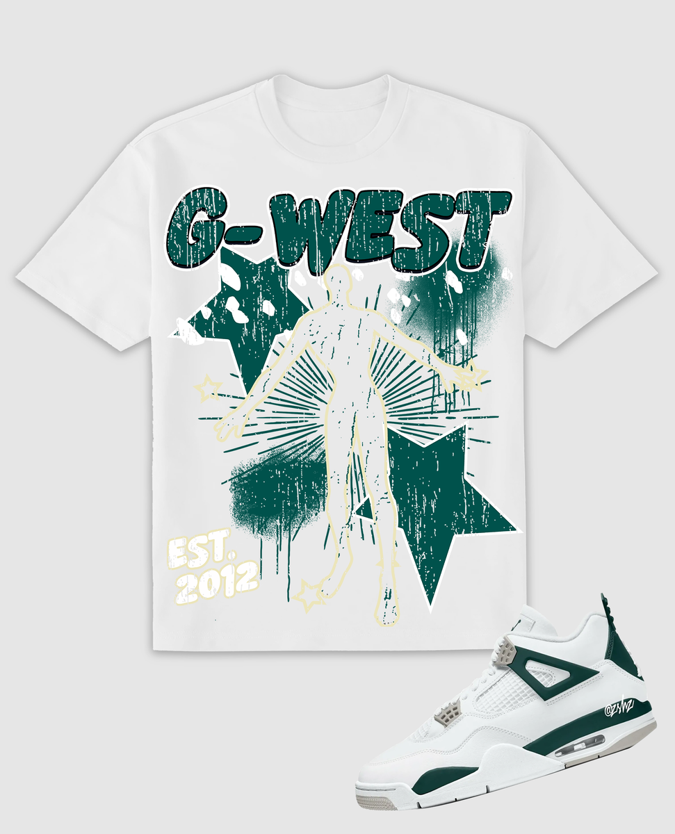 MENS G WEST DAZZLING DYNAMO OS T-SHIRT (WHITE/GREEN)