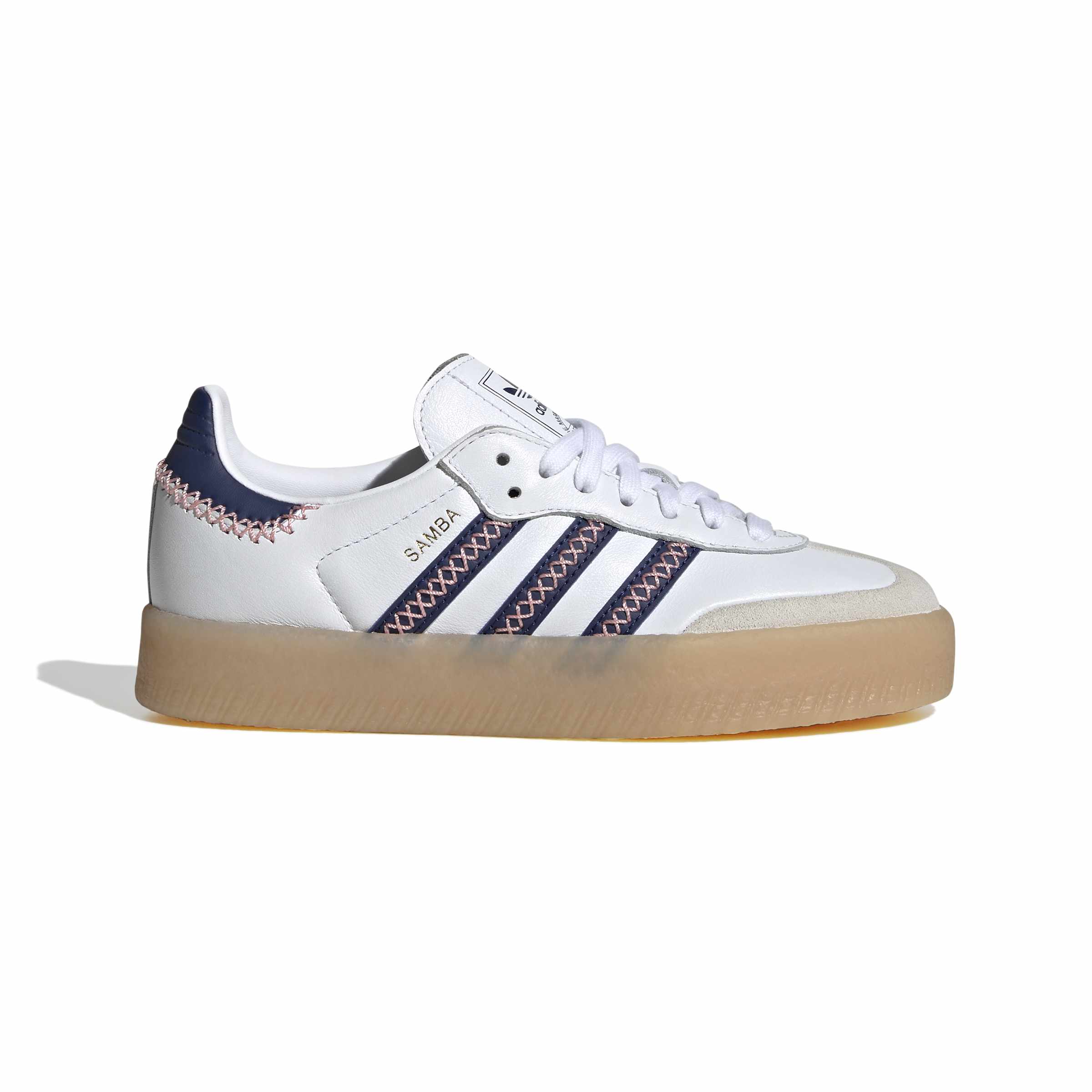 KIDS ADIDAS SAMBAE J (WHITE/ DARK BLUE/ PINK)