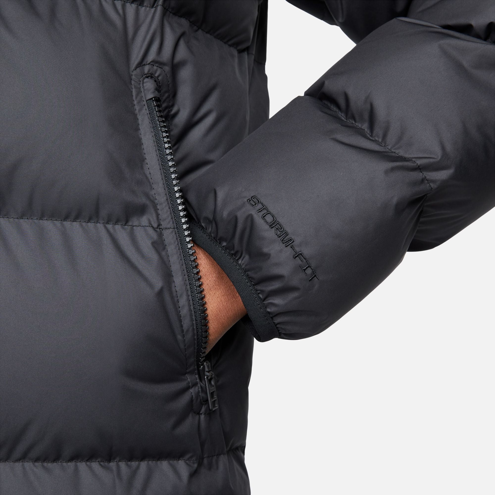 MENS NIKE STORM-FIT HOODED PUFFER JACKET (BLACK)