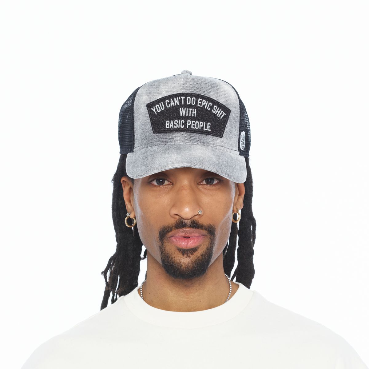 CULT MESH BACK TRUCKER CURVED VISOR " CANT DO EPIC SHIT" (GREY)