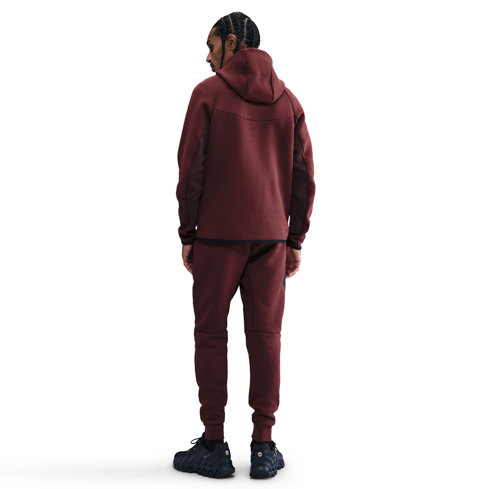MENS NIKE TECH FLEECE FULL-ZIP WINDRUNNER WARMUP (DARK TEAM RED/BURGUNDY CRUSH/BLACK)