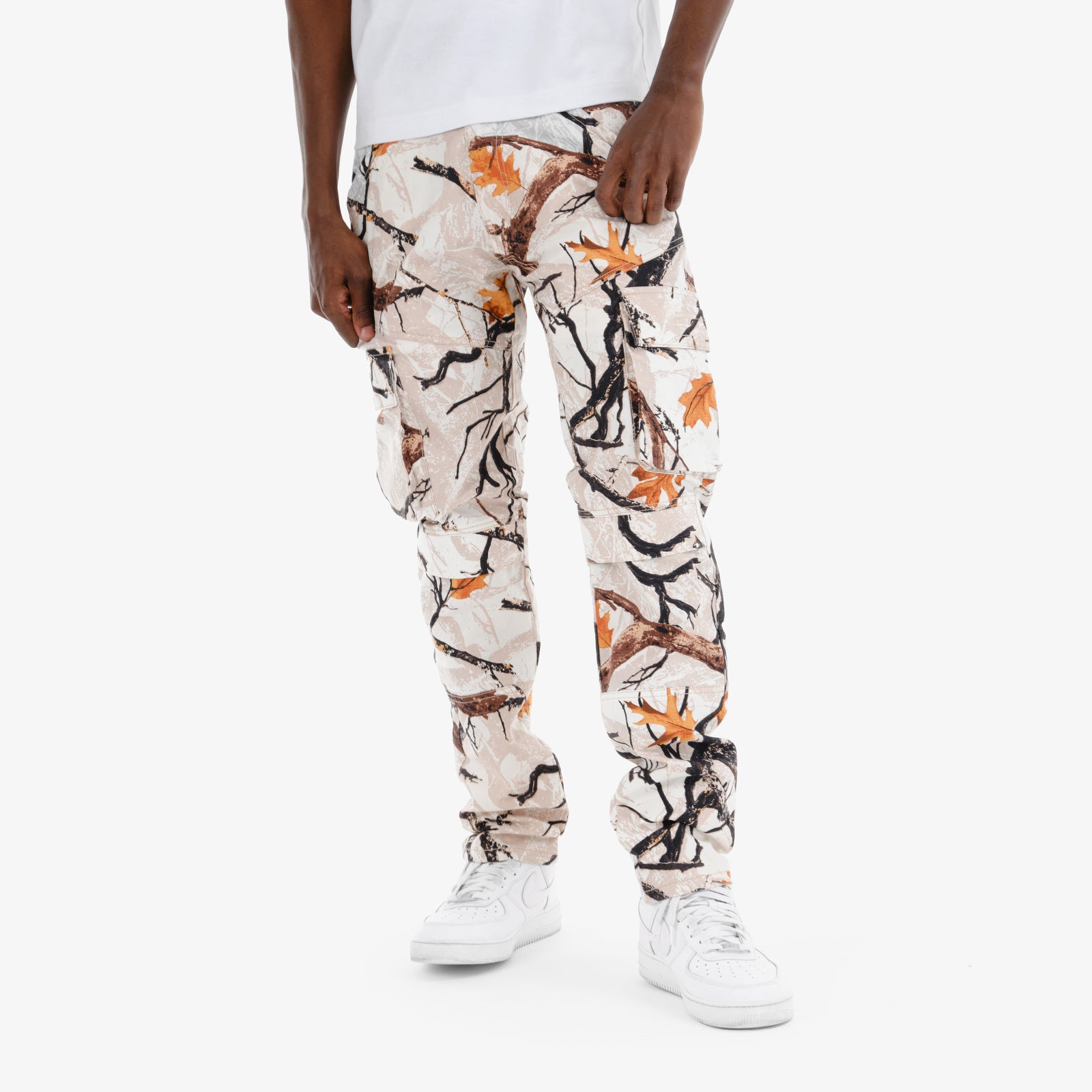 MENS COPPER RIVET RIPSTOP MULTI POCKET CARGO PANT (WHITE CAMO)