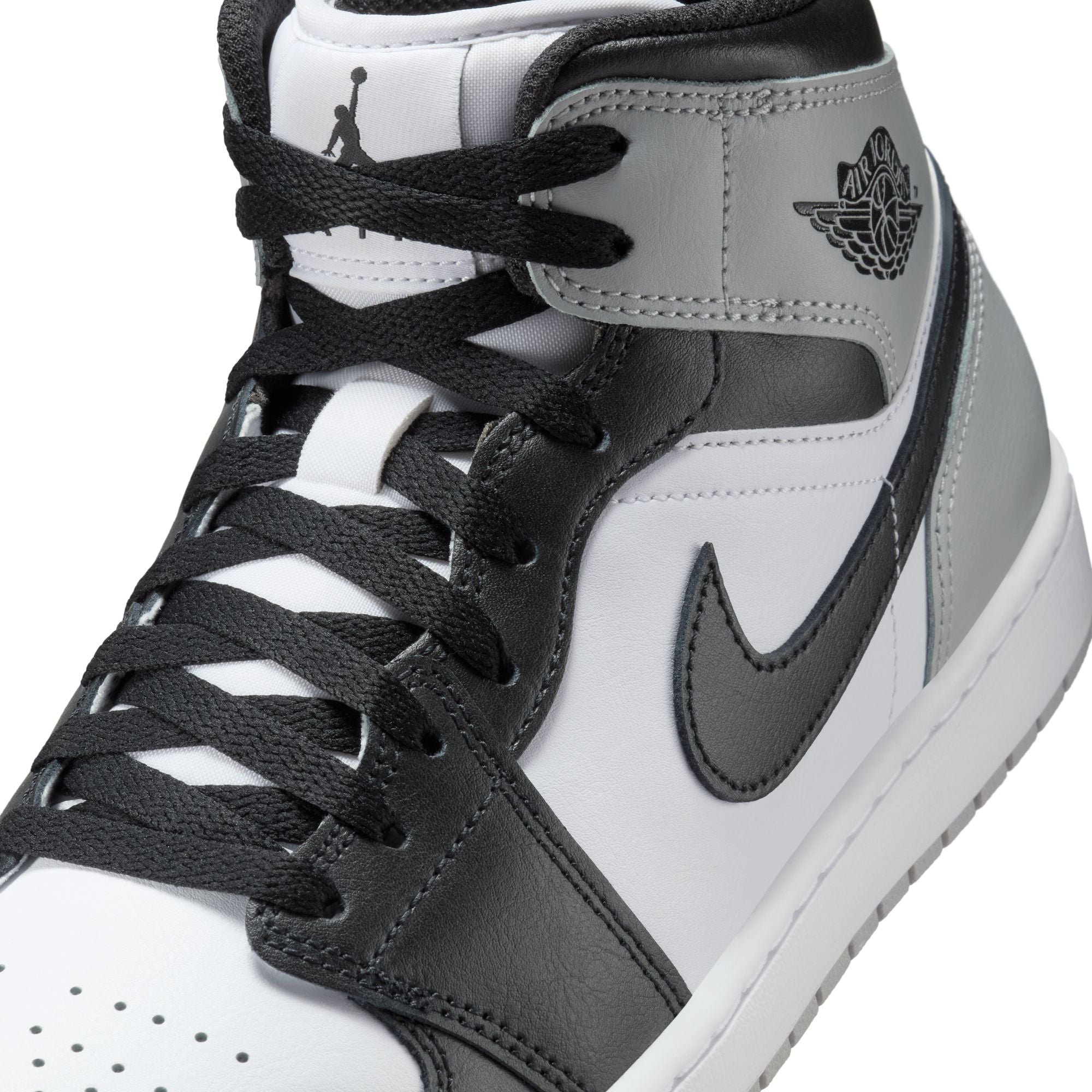 MENS AIR JORDAN 1 MID (WHITE/BLACK/LT SMOKE GREY)