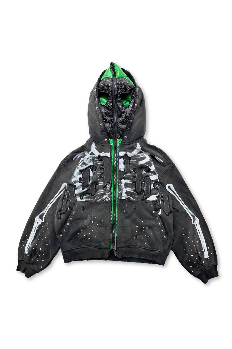 MENS ALPHA STYLE RADIOGRAPH ZIP UP HOODIE (BLACK)