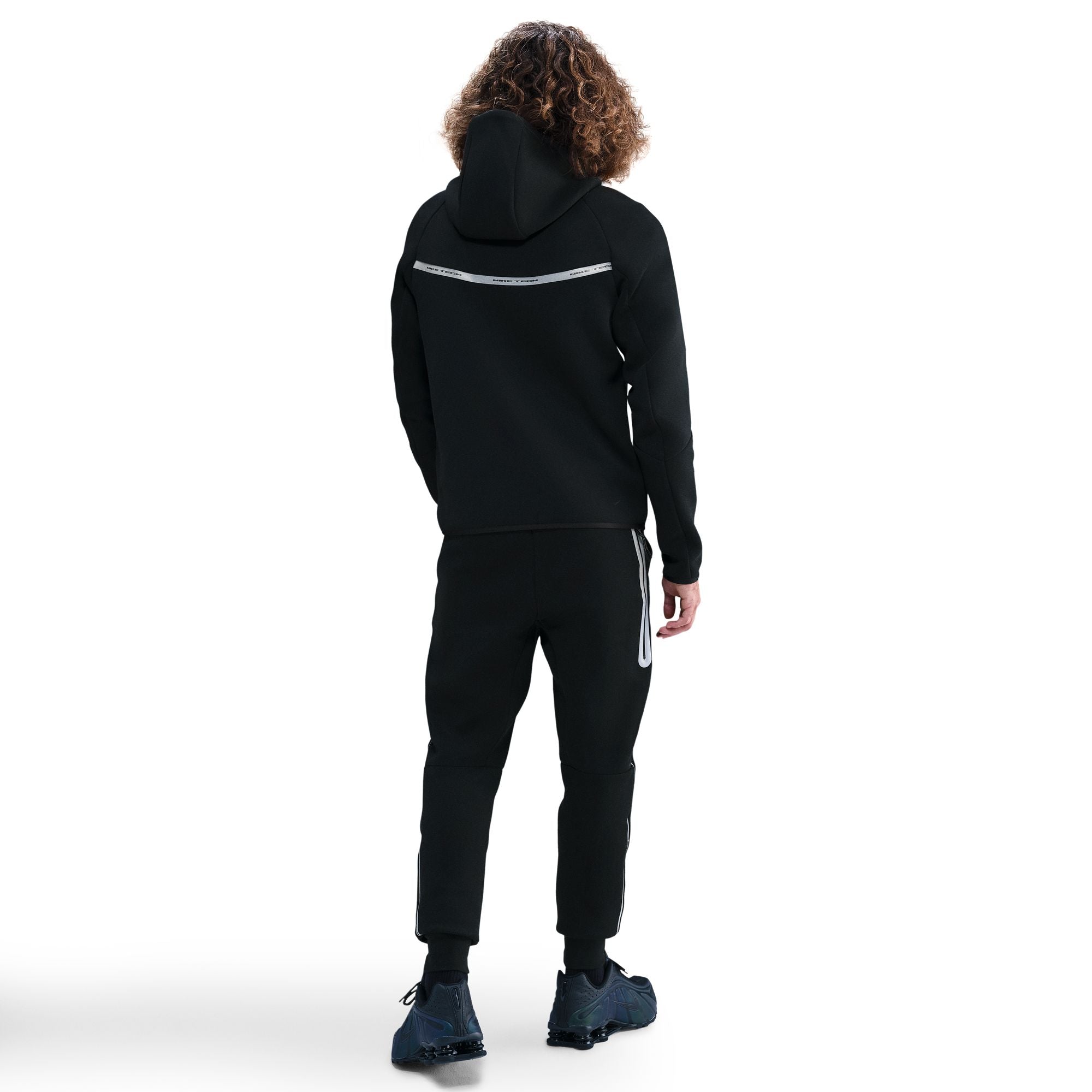 MENS NIKE TECH FLEECE FULL-ZIP WINDRUNNER WARMUP WITH REFLECTIVE ACCENTS (BLACK/BLACK)