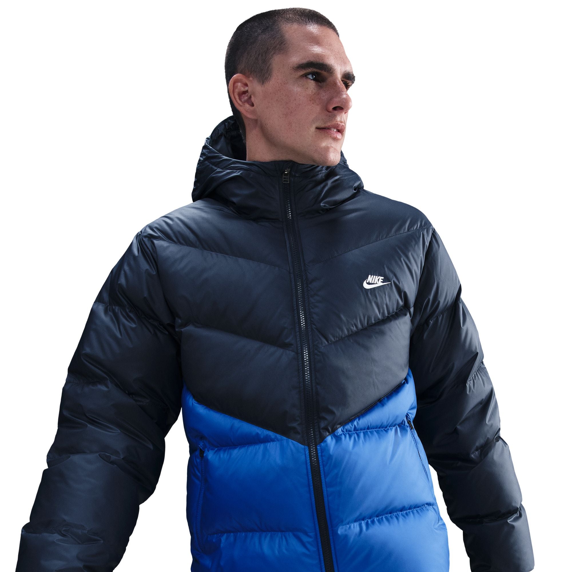 MENS NIKE DOWN-FILLED WINDRUNNER STATEMENT JACKET (OBSIDIAN/GAME ROYAL/WHITE)