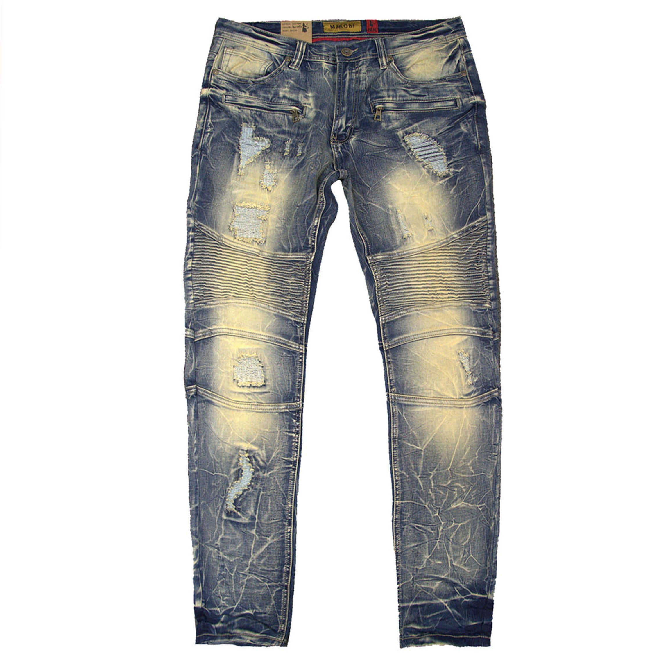 MEN'S MAKOBI PRADO BIKER JEANS WITH RIP & REPAIR (DIRT)