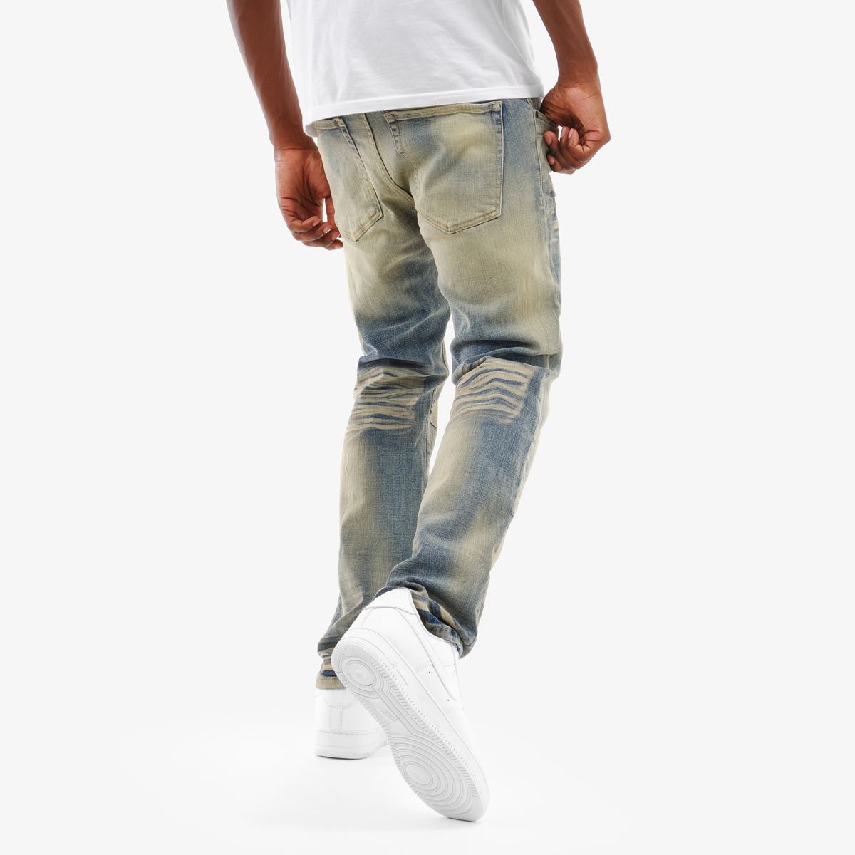 MENS COPPER RIVET SLIM FIT PREMIUM WASHED JEAN (DIRT BLUE)