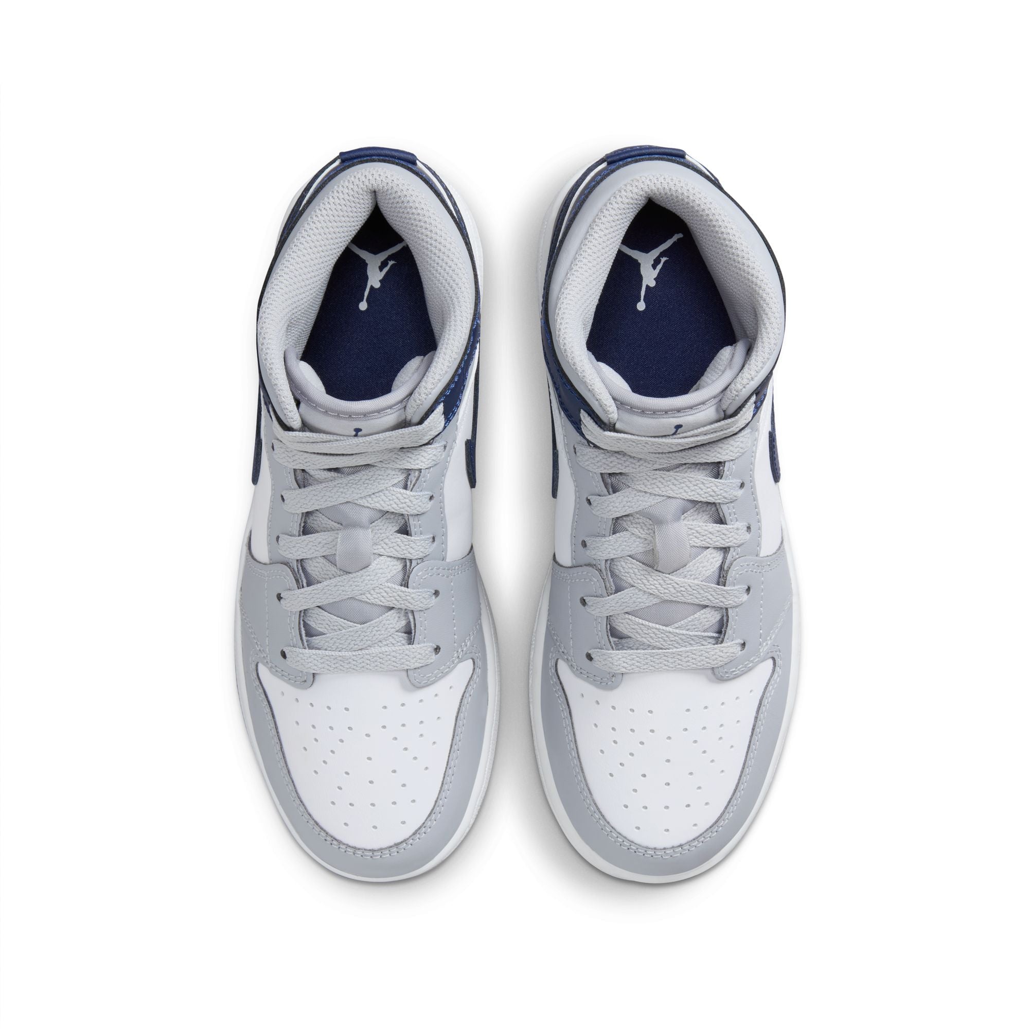 KIDS AIR JORDAN 1 MID GS (WHITE/MIDNIGHT NAVY)