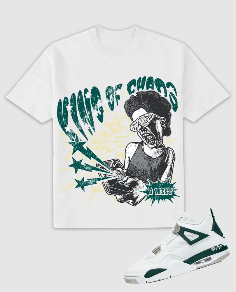 MENS G WEST KING OF CHAOS OS T-SHIRT (WHITE/GREEN)