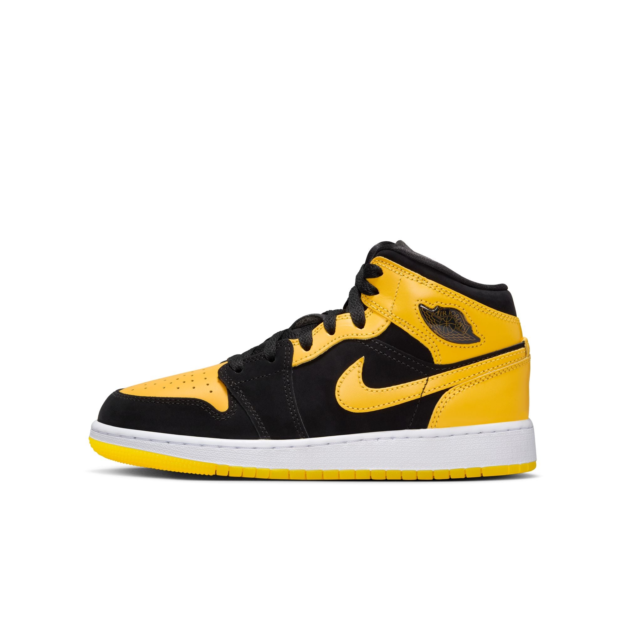 KIDS AIR JORDAN 1 MID SE GS (BLACK/VARSITY MAIZE/WHITE)
