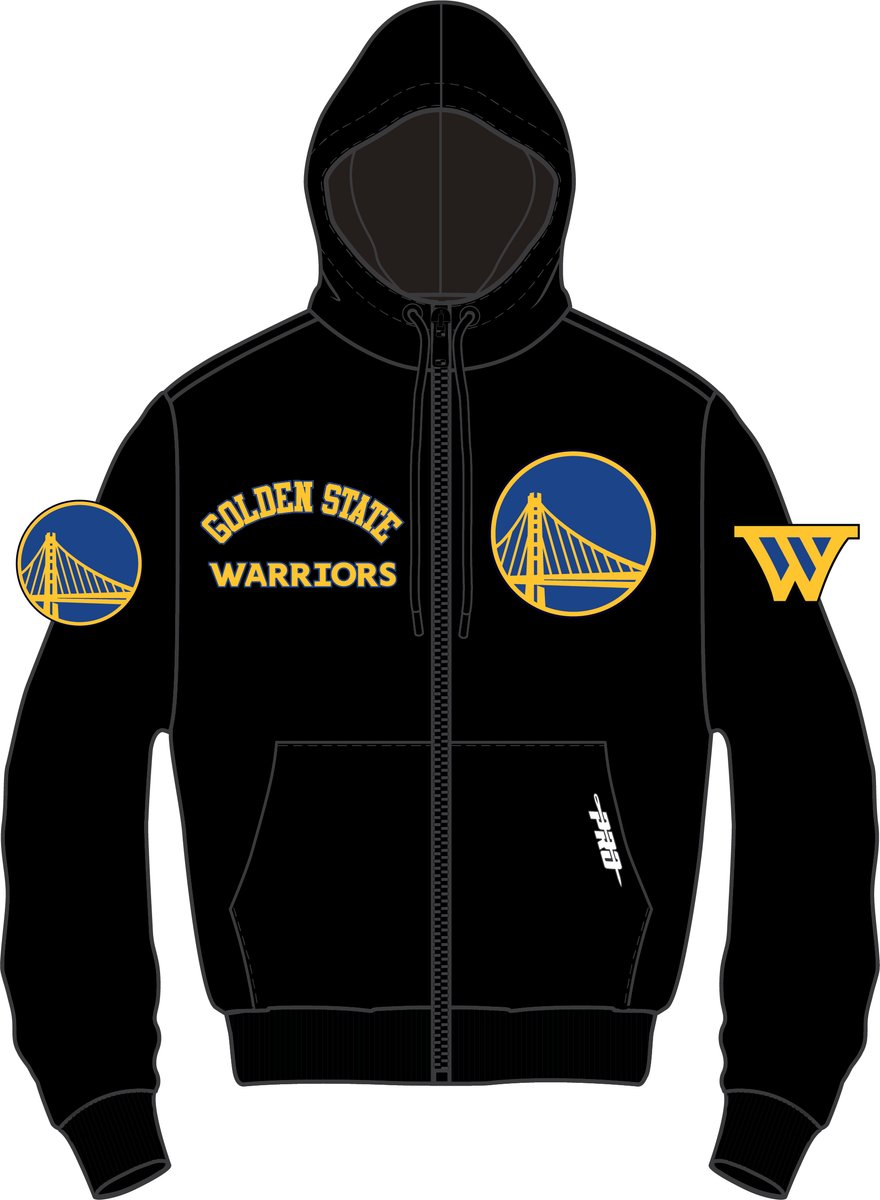 MENS PRO STANDARD GOLDEN STATE WARRIORS CLASSIC WIND SUIT M WOVEN FZ PO HOODIE (BLACK)