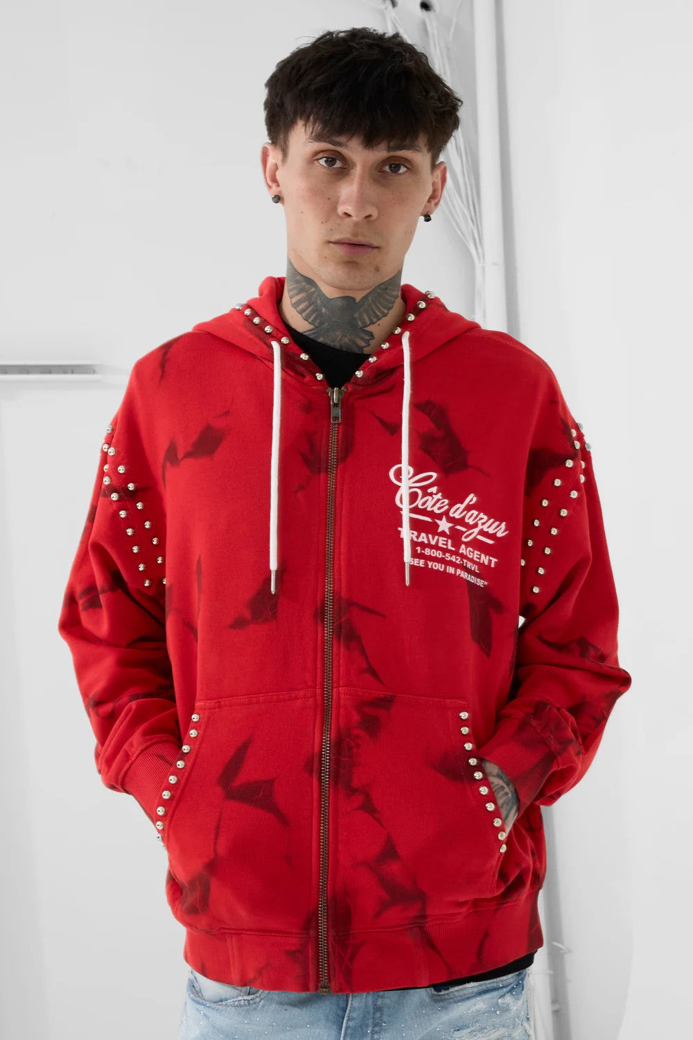 MENS JORDAN CRAIG ICON ZIP UP HOODIE (RED)